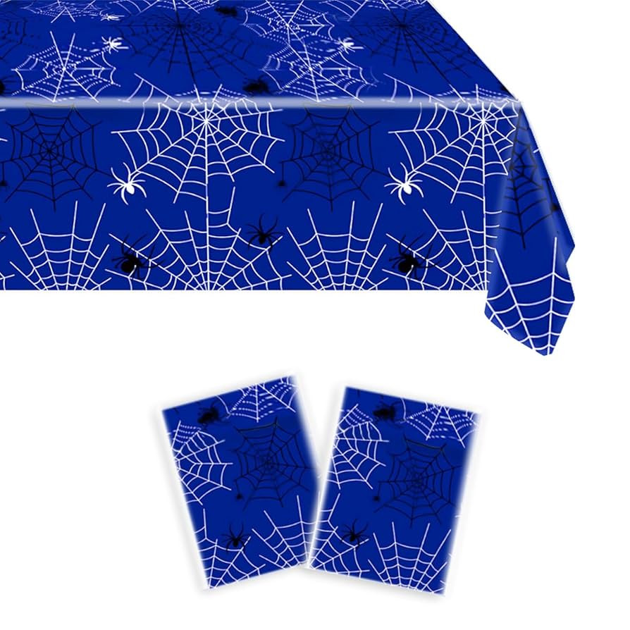 2Pcs Blue Spiderweb Party Tablecloth|70.8 x 42.5 Inch| Spiderweb Birthday Party Supplies (Blue) | Amazon (US)