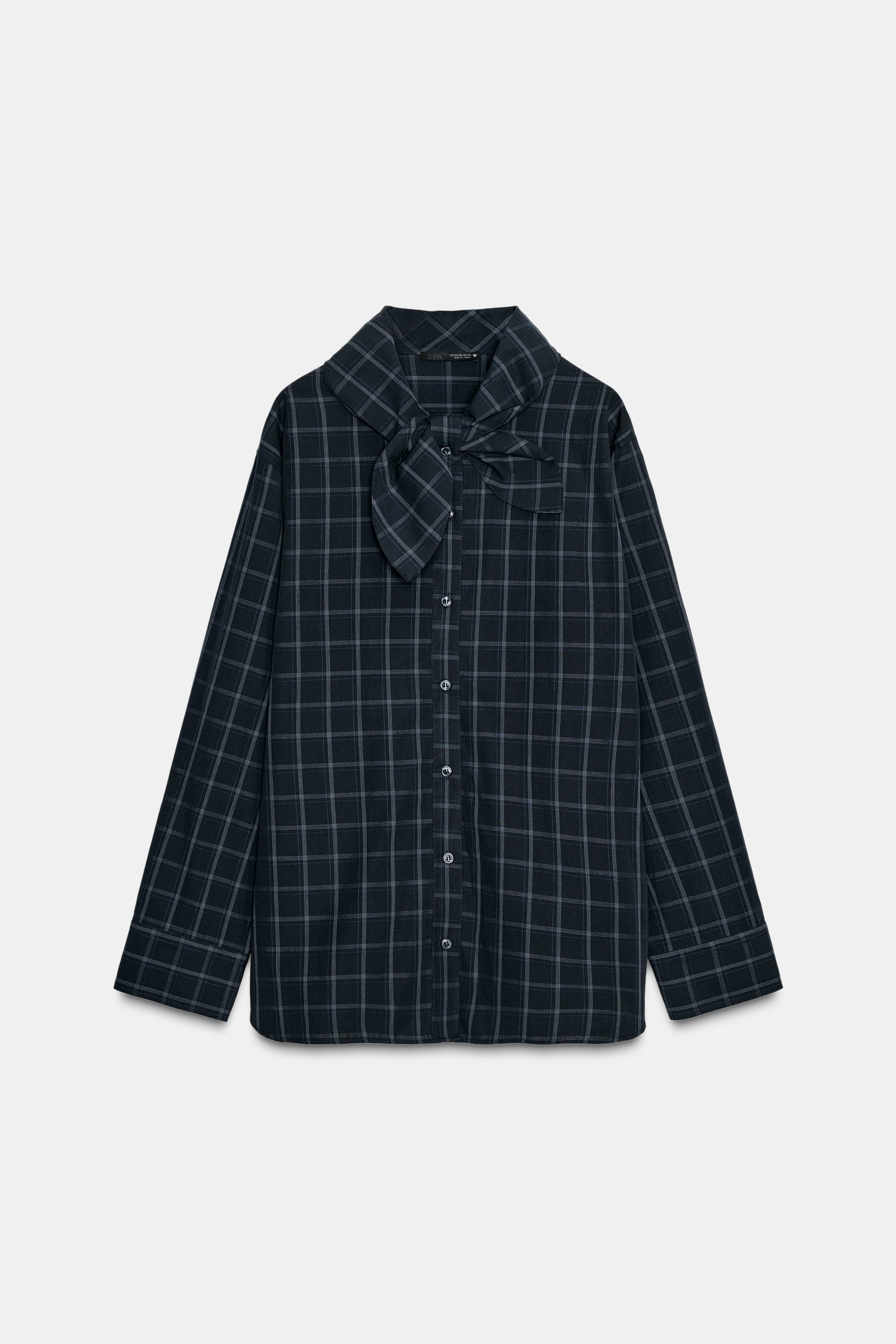 CHECK POPLIN SHIRT WITH POCKET SQUARE | Zara US