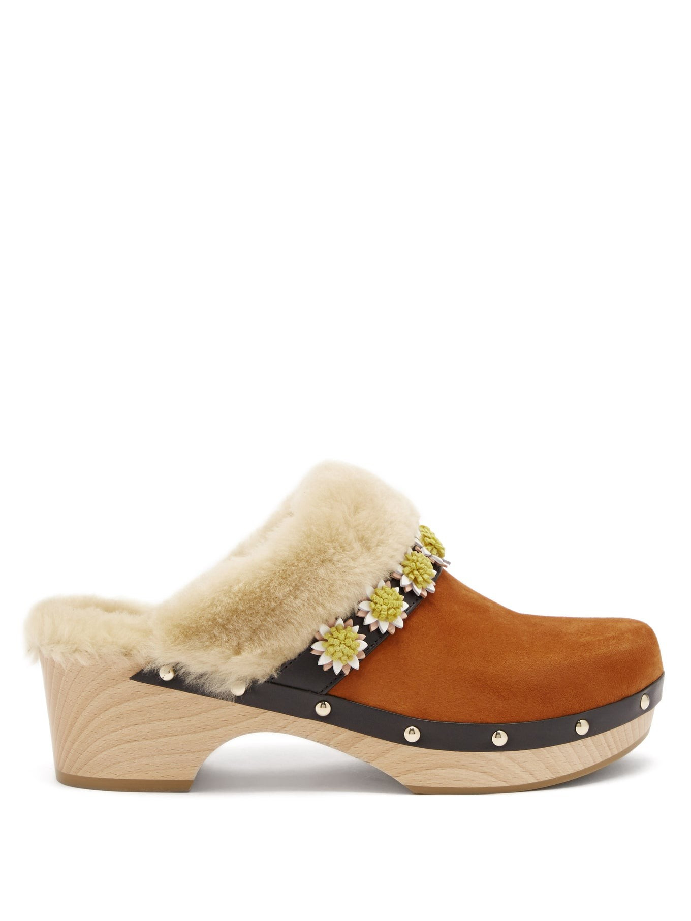 Jean floral-appliqué shearling clogs | Matches (UK)