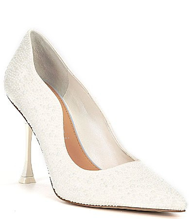 Gianni Bini Bridal Collection TheaThree Pearl Scalloped Pointed Toe Pumps - 12 | Dillard's