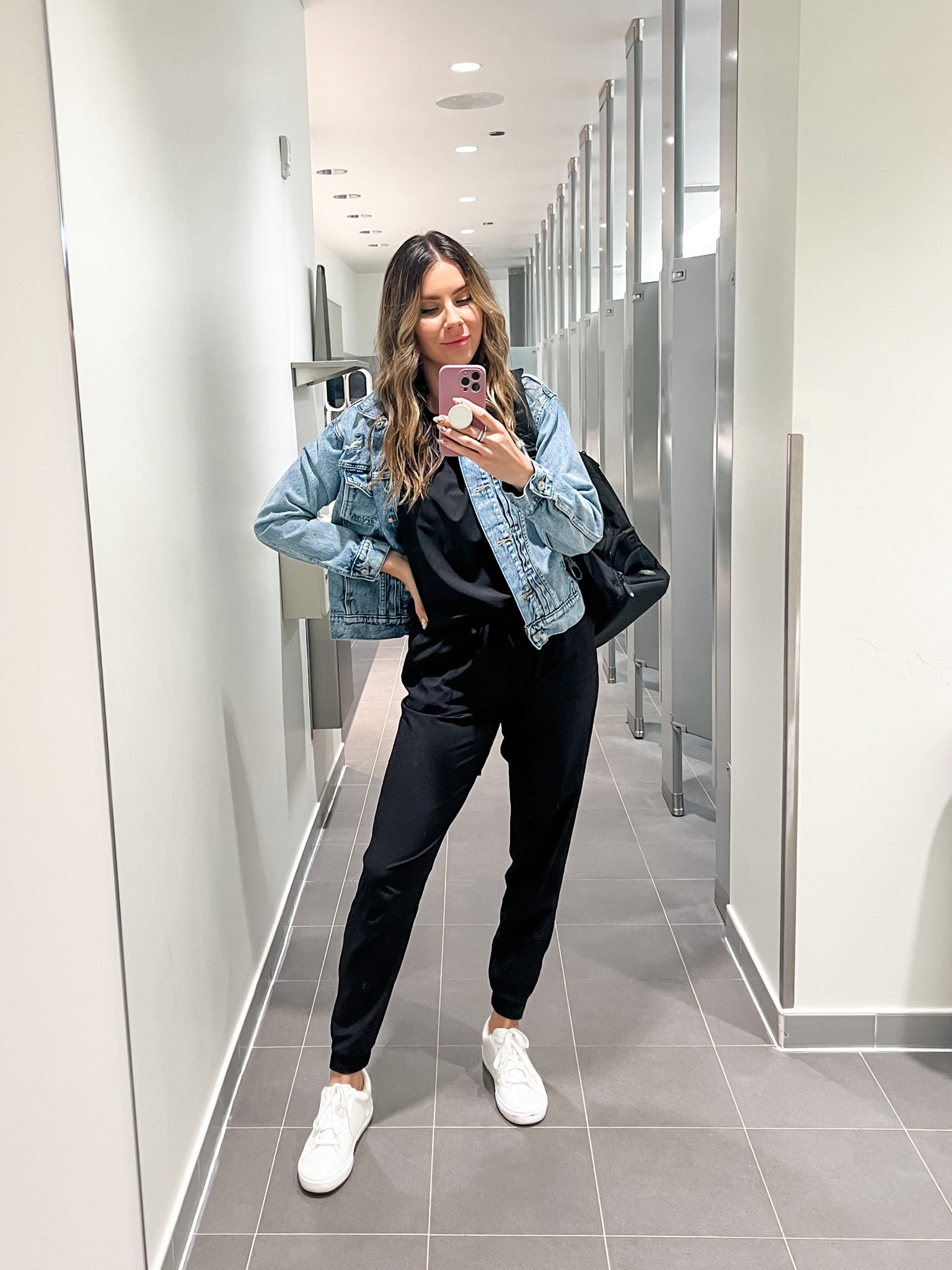 Casual work style for the office or at home. 
Jumpsuit: S long
Jacket: Medium
I am 5’9, 140 lbs. 