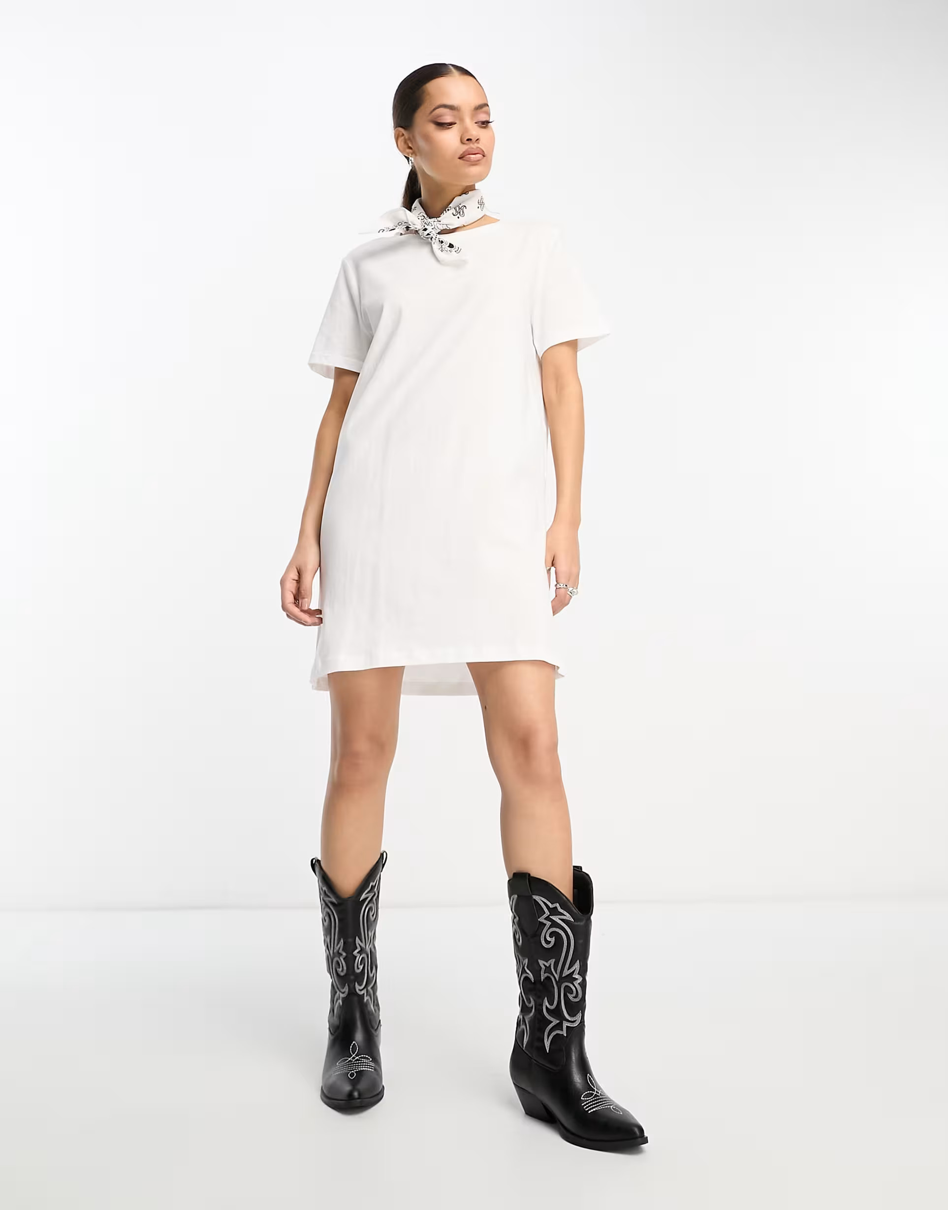 Only Petite mini t-shirt dress in white | ASOS (Global)