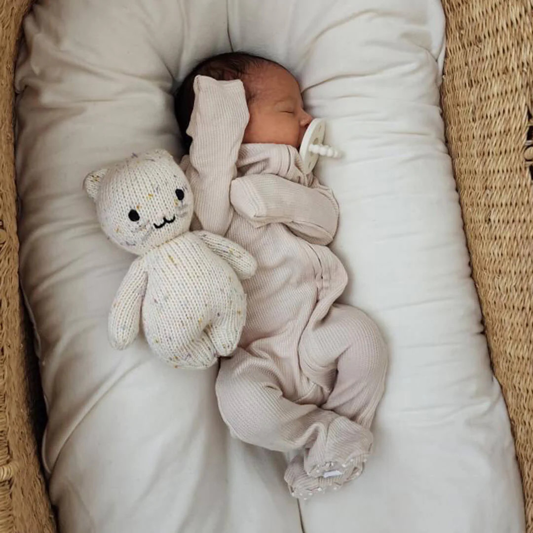 Oatmeal Bamboo Waffle Zipper Footie | Caden Lane