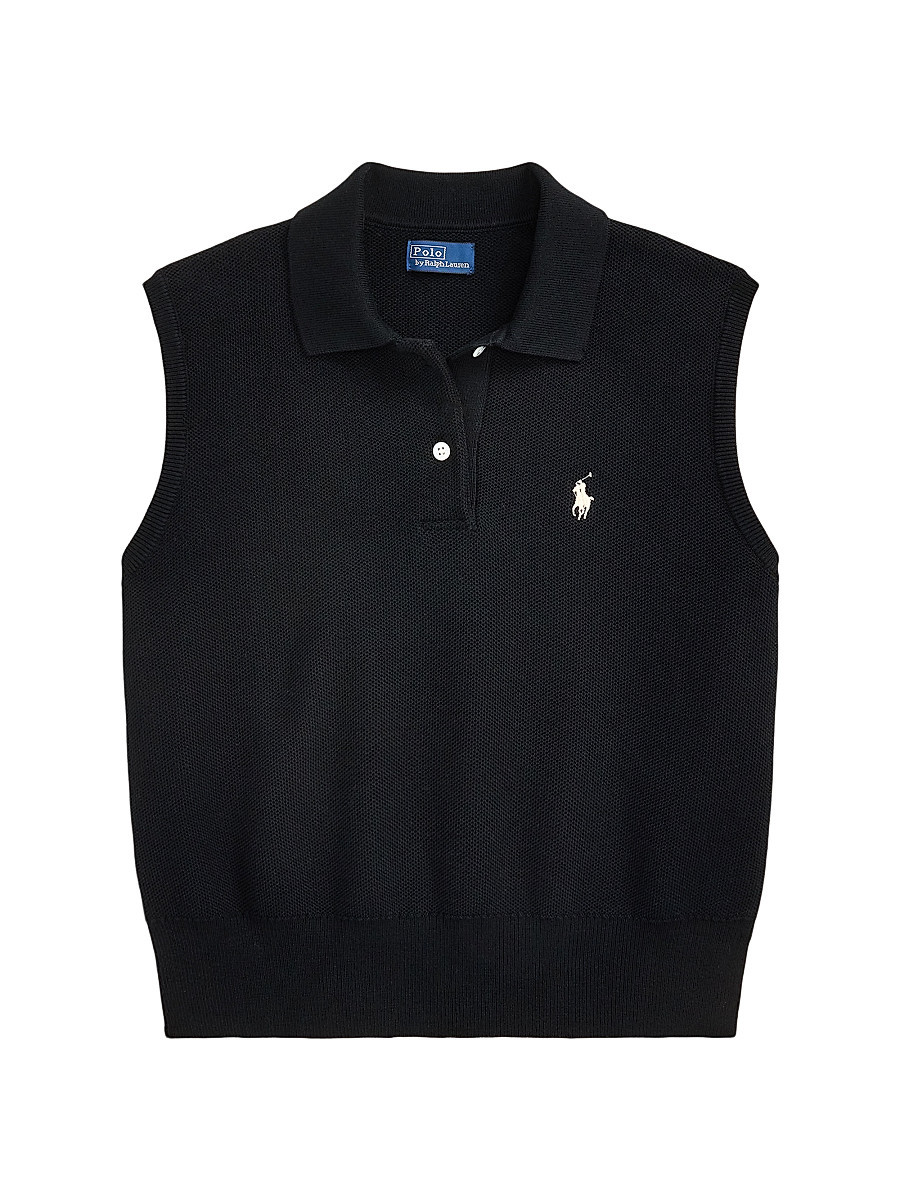 Women's Cropped Sleeveless Polo Sweater - Polo Black - Size XXL | Saks Fifth Avenue