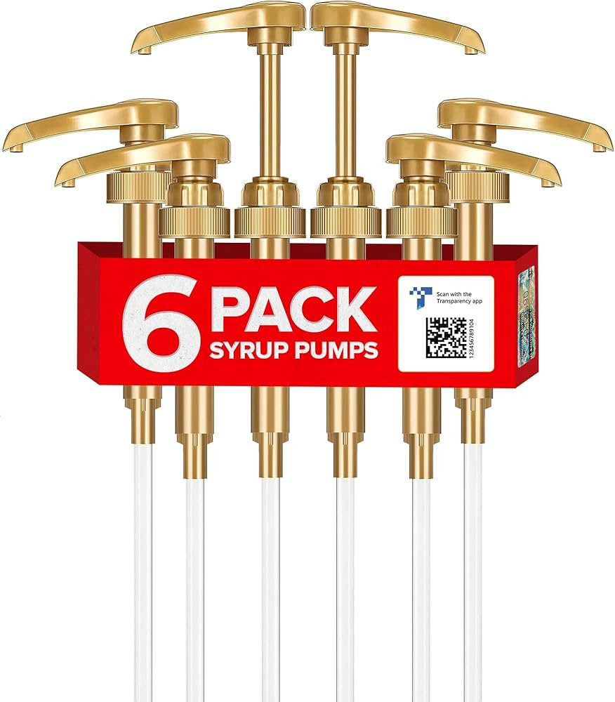Amazon.com: 6 Pack Coffee Syrup Pump - Syrup Pump Dispenser for 750ml Bottles |Gold Syrup Pumps f... | Amazon (US)