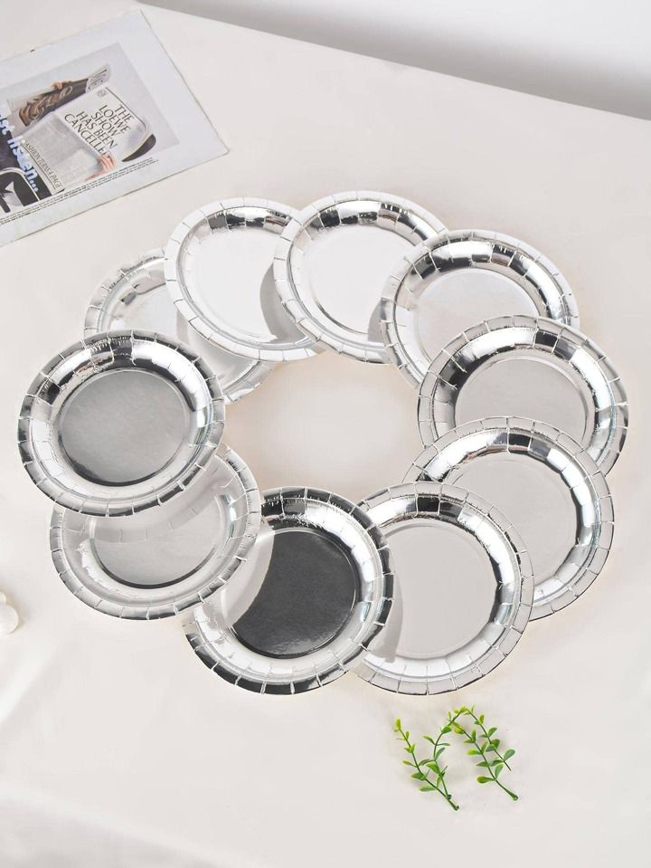 10pcs Metallic Disposable Plate | SHEIN