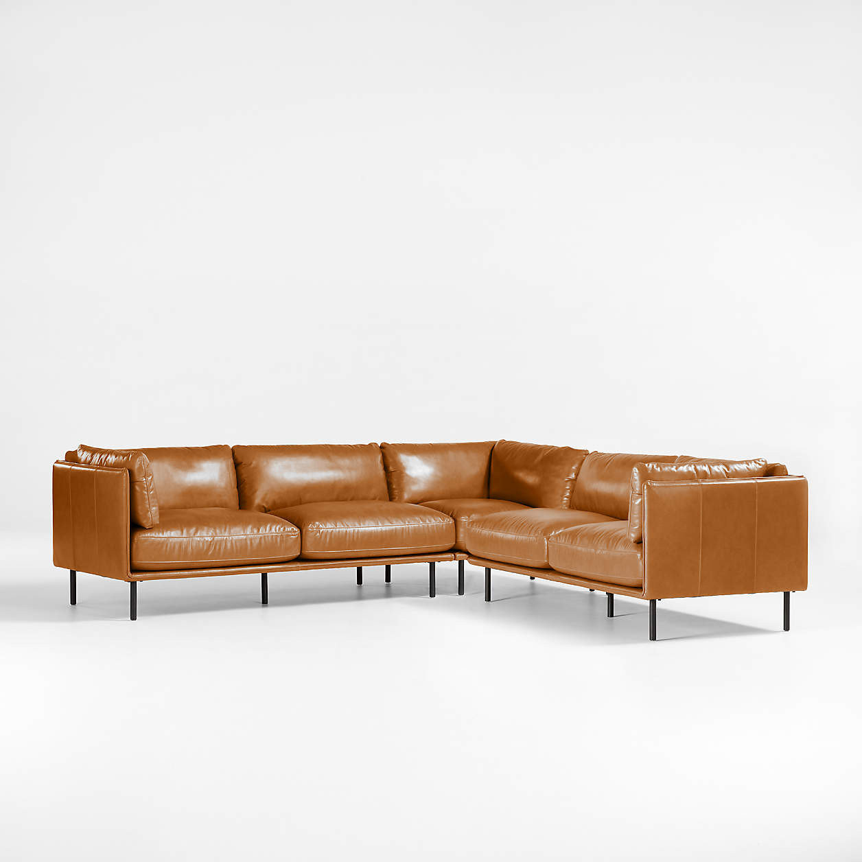 Wells Leather 3-Piece L-Shaped Sectional | Crate & Barrel | Crate & Barrel