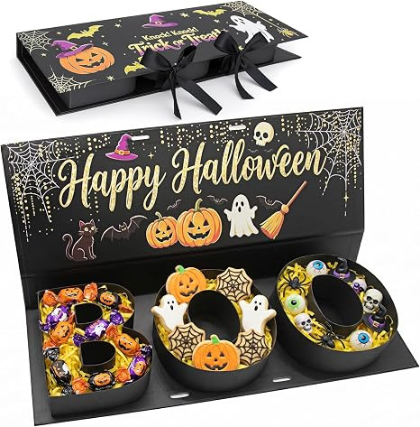 Halloween Candy Gift Box, BOO Letter Shaped DIY Fillable with Ribbon Raffia | Halloween Surprise ... | Amazon (US)