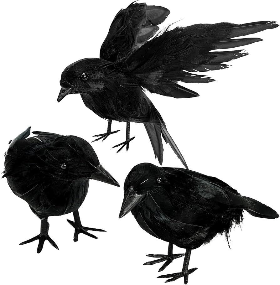 Halloween Crow Decorations - Realistic Handmade Crow Black Feathered Crow, Halloween Crows and Ra... | Amazon (US)