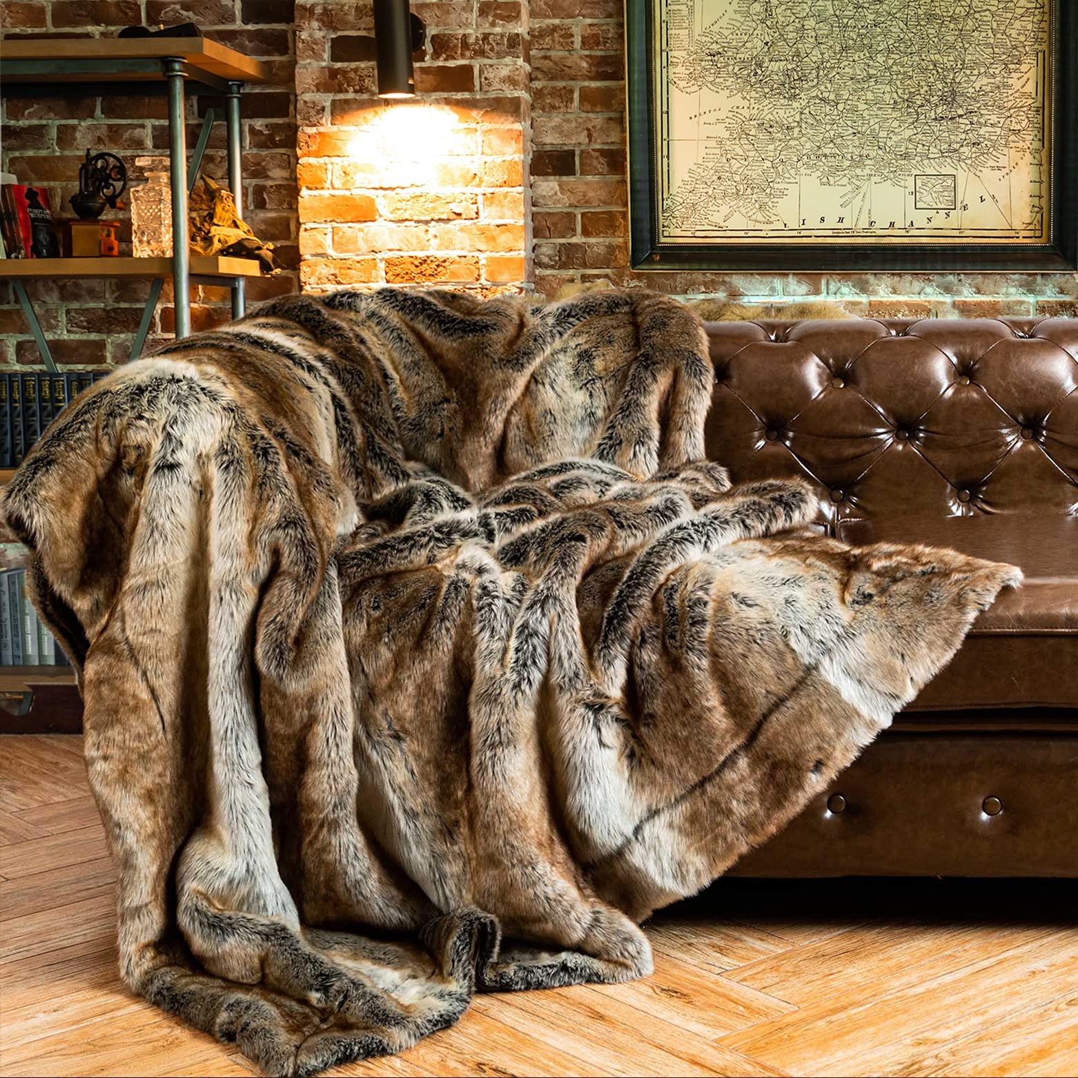 BATTILO HOME Large Brown Faux Fur Throw Blanket for Bed, Fall Fur Blanket and Throws, 60 x 80 Inc... | Amazon (US)