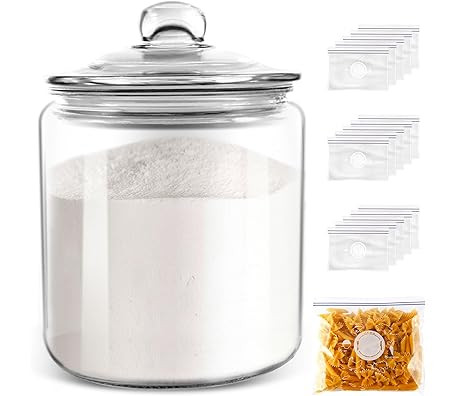 1 Gallon Glass Cookie Jar - Large Food Storage Container with Airtight Lid - Keep Fresh Flour, Ch... | Amazon (US)
