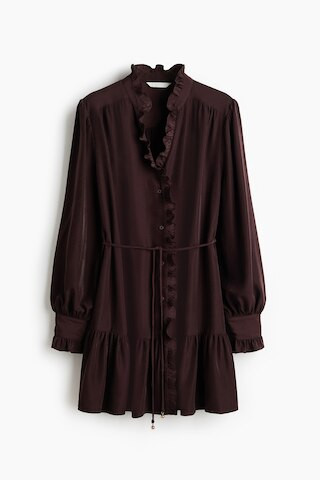 H & M - Ruffle-Trimmed Dress - Brown | H&M (US + CA)