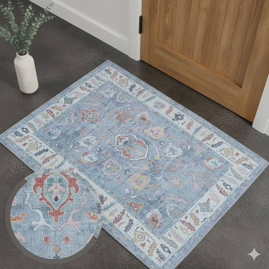 Fame Rugs Blue Modern Oushak Rug 3x5, Washable Vintage Turkish Colorful Oriental Antique Inspired... | Amazon (US)