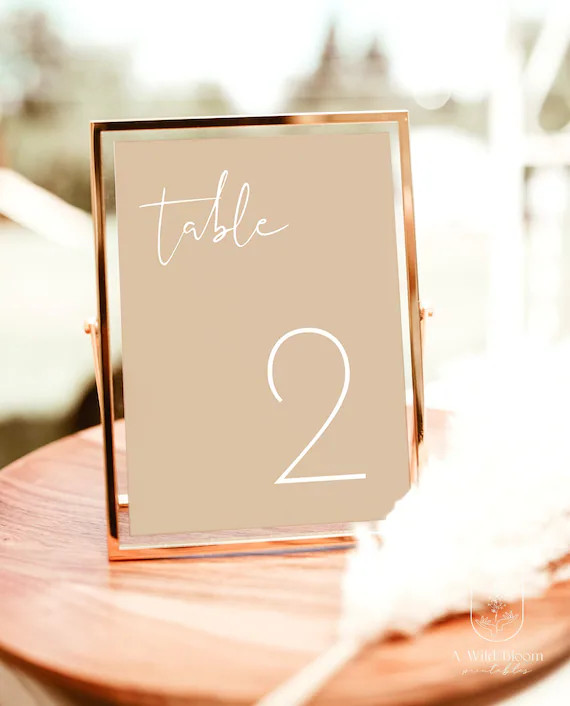 Beige Wedding Table Number Template  Minimalist Wedding Table | Etsy | Etsy (US)