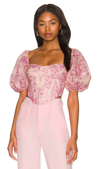 Kiah Corset Top in Pink Floral | Revolve Clothing (Global)