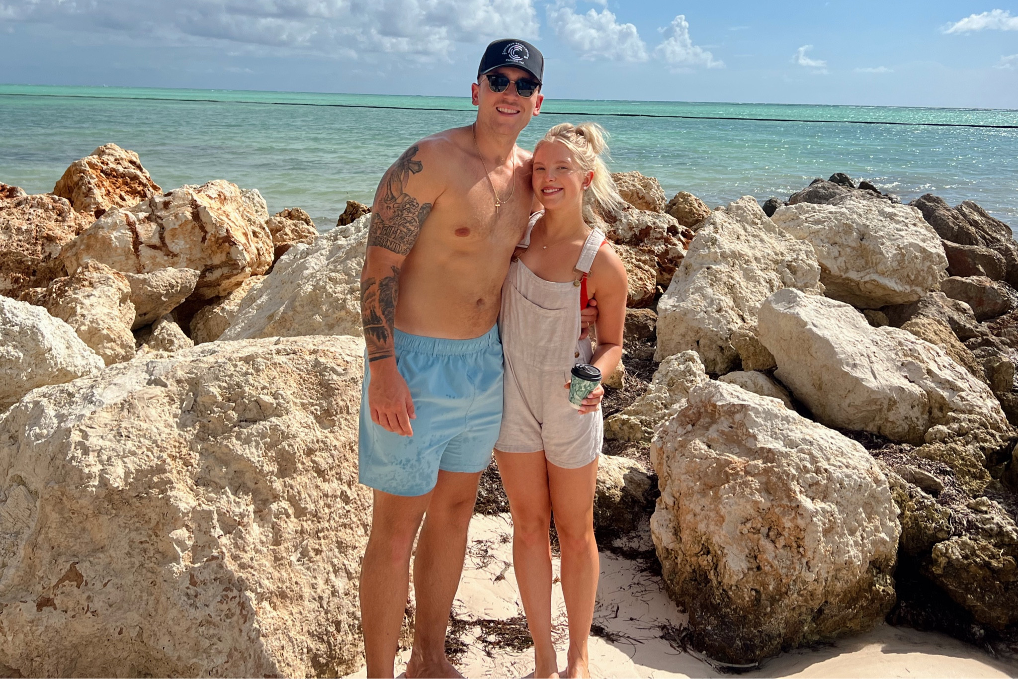 beach fit day 2! red triangle bikini + we wore what romper. 