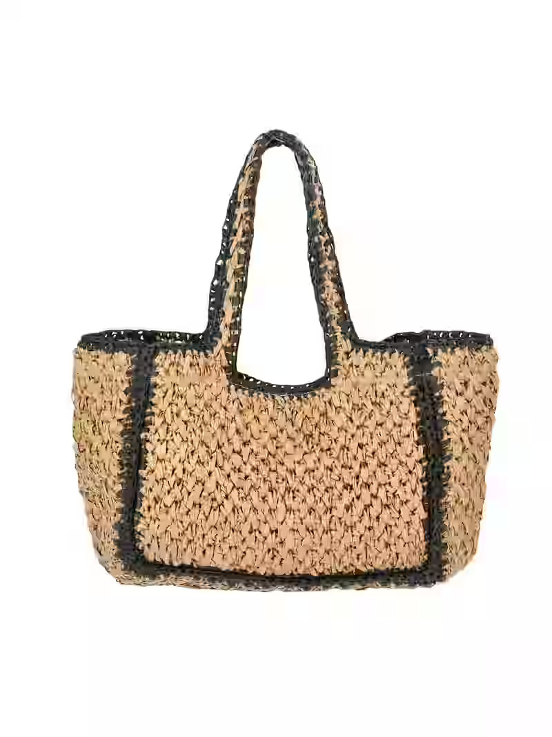 Time and Tru Women's Straw Border Mini Tote, Natural | Walmart (US)