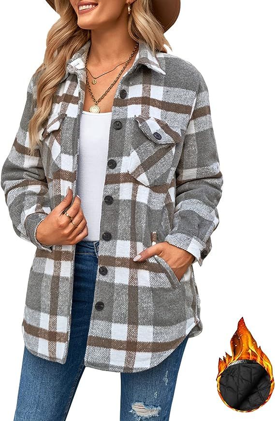 Amazon.com: luvamia Oversized Plaid Jacket For Women 90S Womens Clothing Chaqueta De Mujer 90S Fe... | Amazon (US)