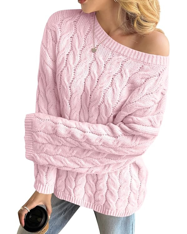 Cicy Bell Womens Oversized Cable Knit Sweaters Long Sleeve Crewneck Chunky Loose Fit Pullover Top... | Amazon (US)