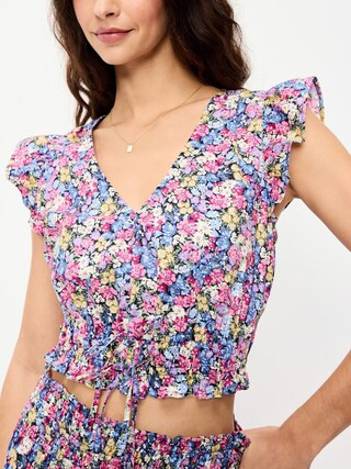 Flutter-Sleeve Poplin Top | Old Navy (US)