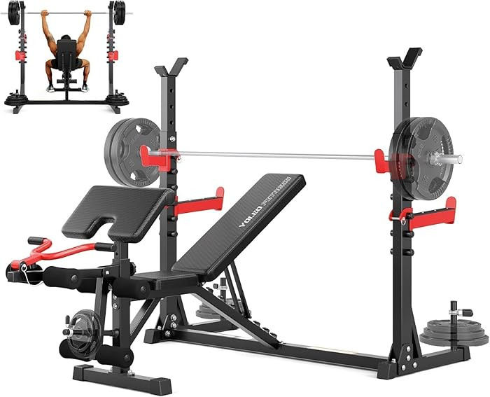 Yoleo 1980LBS Weight Bench with Rack - Bench Press Set, Leg Extension, Preacher Curl & Flat/Incli... | Amazon (US)