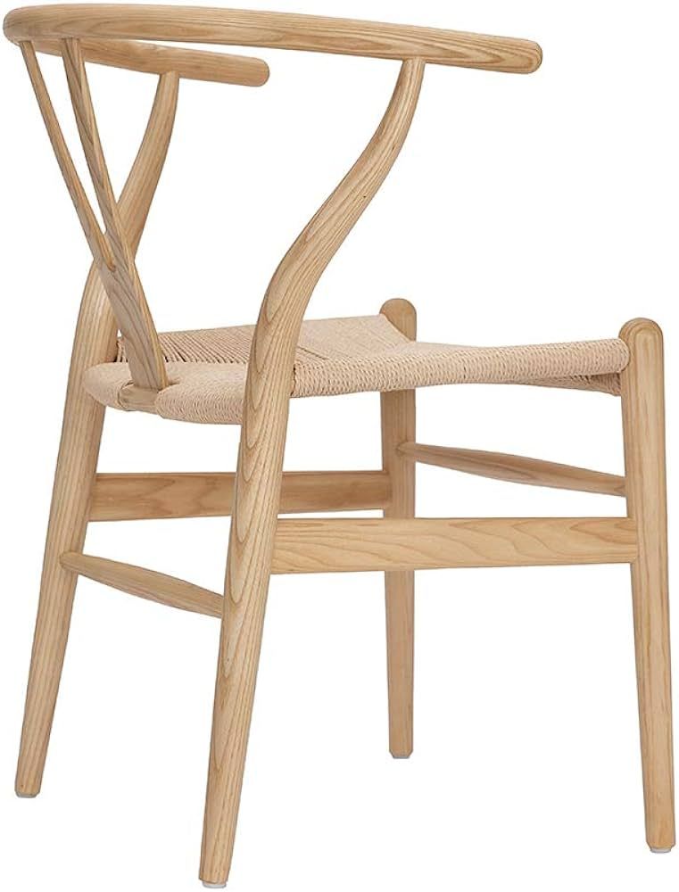 Tomile Solid Wood Wishbone Chair Y Chair Mid-Century Armrest Dining Chair, Hemp Seat (Ash Wood - ... | Amazon (US)