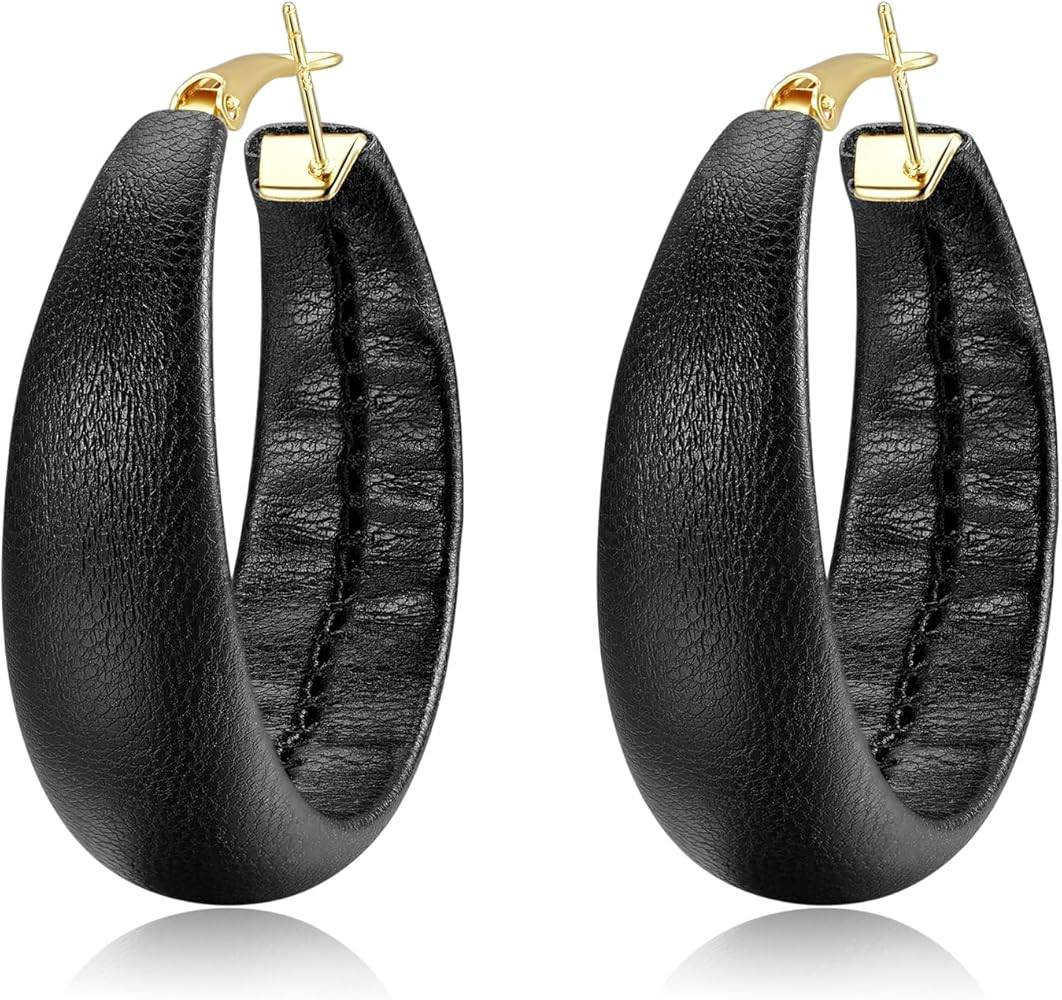 Chunky Large Handmade Leather Earrings for Charm Women, Rogue Orbit | Amazon (US)