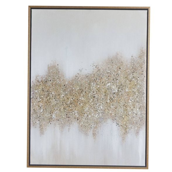 30&#34; x 40&#34; Rectangular Abstract Textured Canvas Wall Art with Gold Wood Frame Gold/Gray - ... | Target