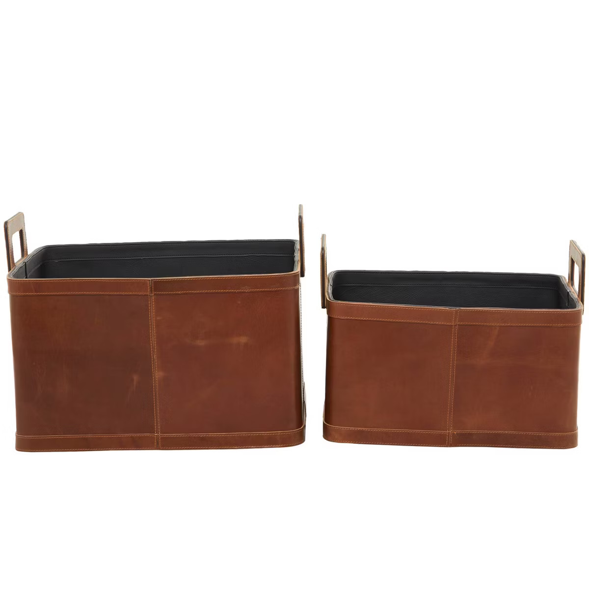 Set of 2 Large Leather Storage Baskets Brown - Olivia & May | Target