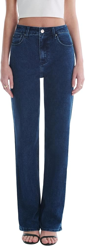 Women’s Jeans High Waisted Straight Leg Stretchy Jeans Trendy Wide Leg Casual Fit Denim Pants | Amazon (US)