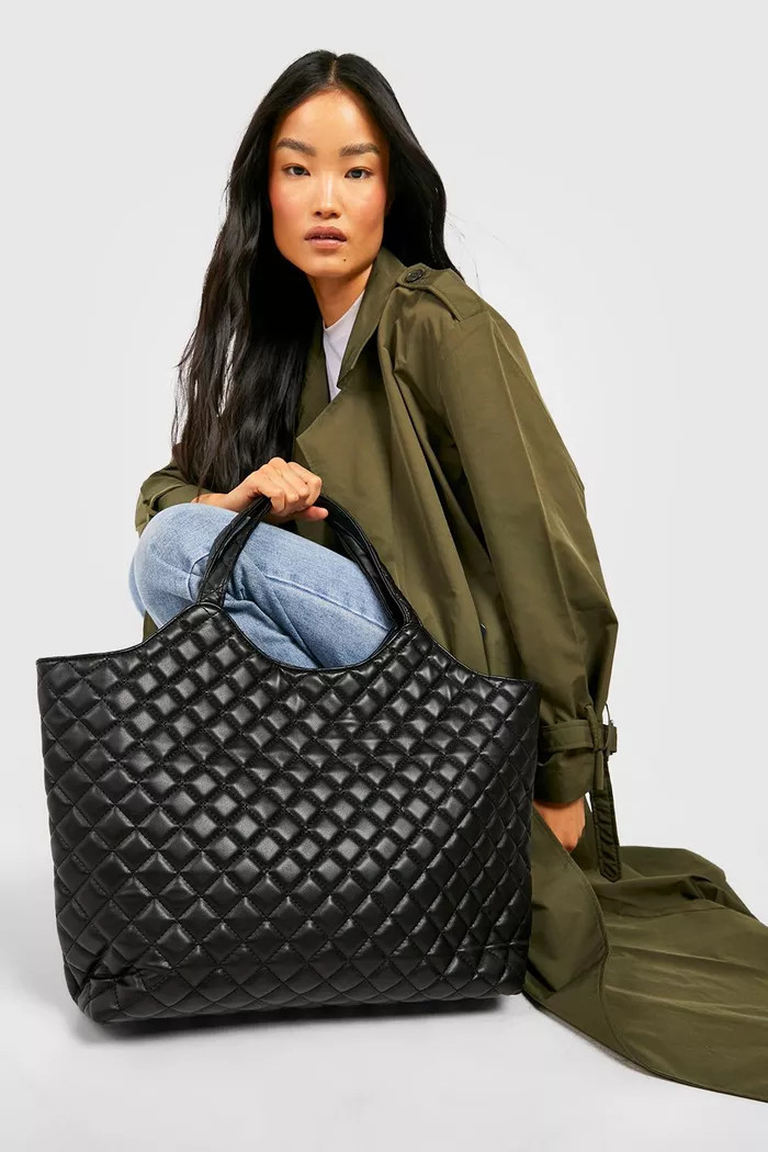 Large Quilted Bucket Tote Bag | Boohoo.com (UK & IE)