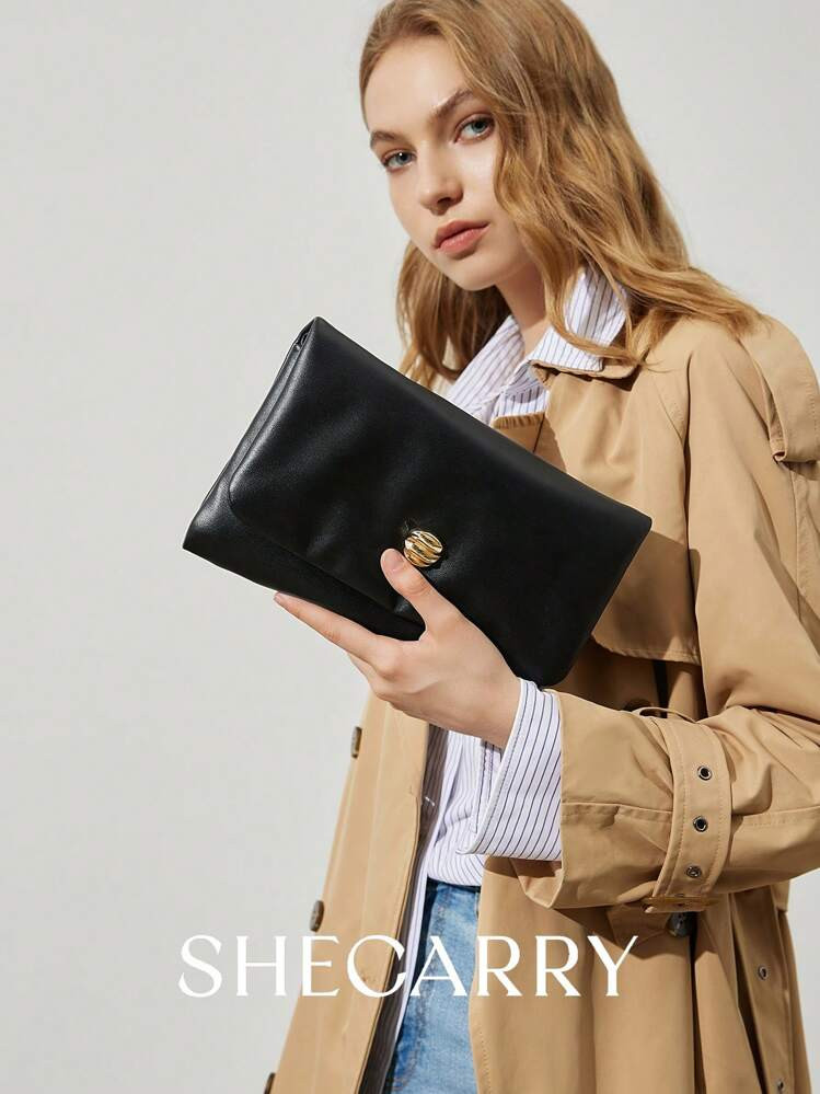 SHECARRY Women Clutches PU Leather Autum Winter School Travel Commute Work Elegance Exquisite Puffy Bag | SHEIN