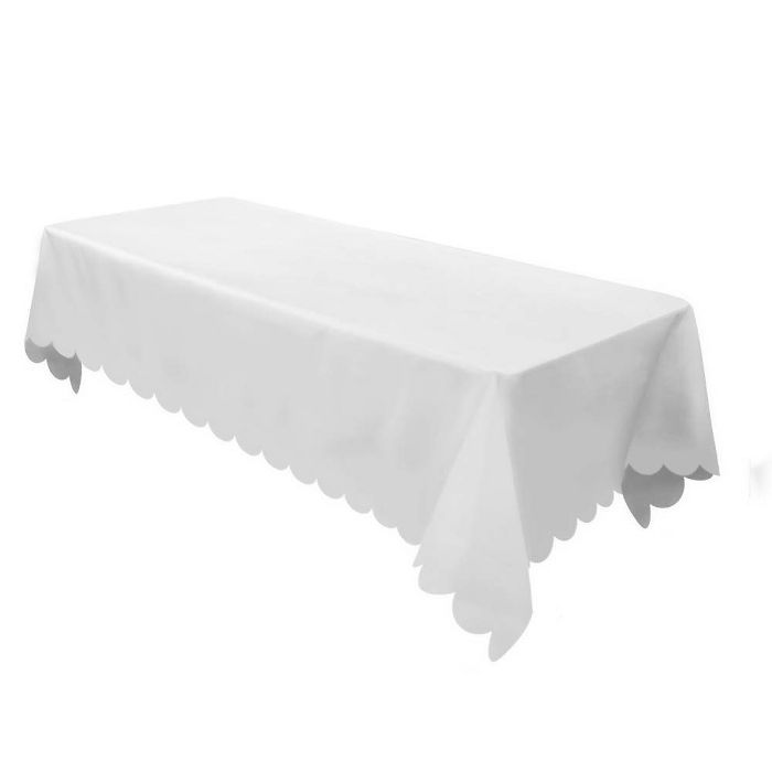 White Non Woven Rectangular Table Cover With Scalloped Edges - Spritz™ | Target