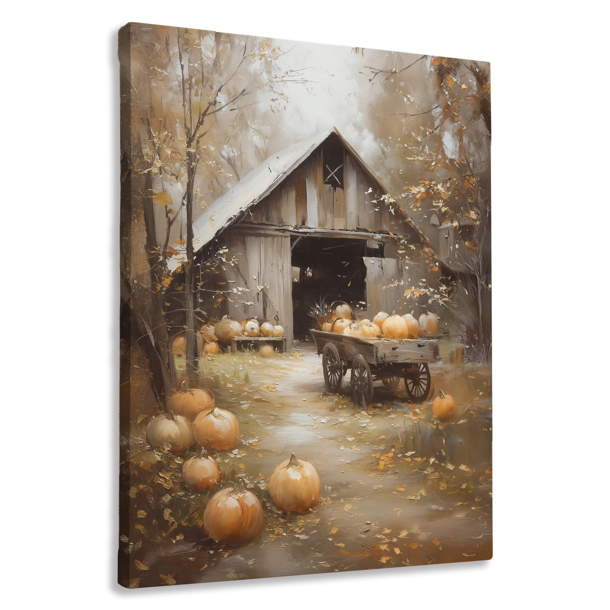 FTKBGHY Vintage Farmhouse Autumn Pumpkin Canvas Wall Art Framed, Farmhouse Fall Decor, Rustic Fal... | Amazon (US)