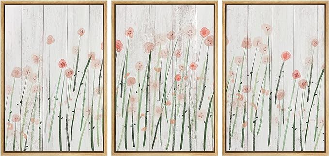 SIGNWIN 3 Piece Framed Canvas Wall Art Flower Canvas Prints Home Artwork Decoration for Living Ro... | Amazon (US)