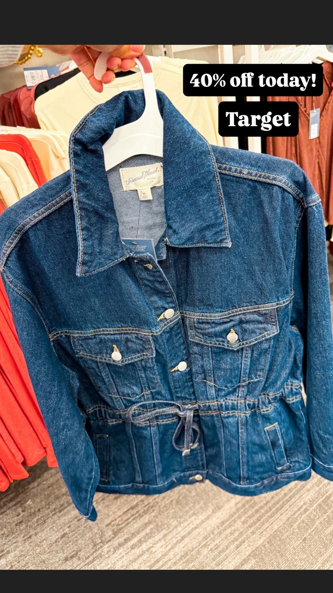 40% off today! Target denim jacket 

#LTKFindsUnder100 #LTKFindsUnder50 #LTKSaleAlert