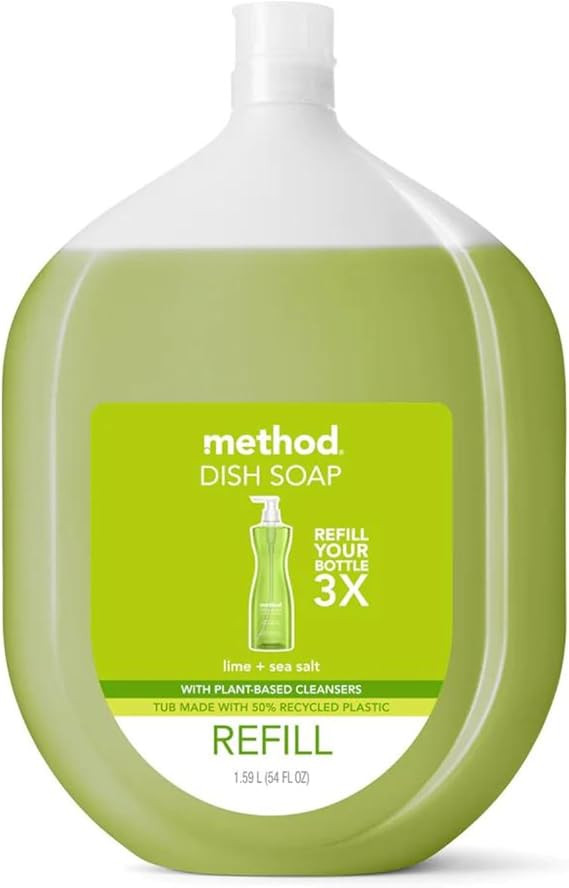 Method Gel Dish Soap Refill, Lime + Sea Salt Scent, Powerful Cleaning Formula, Large Refill Tub, ... | Amazon (US)