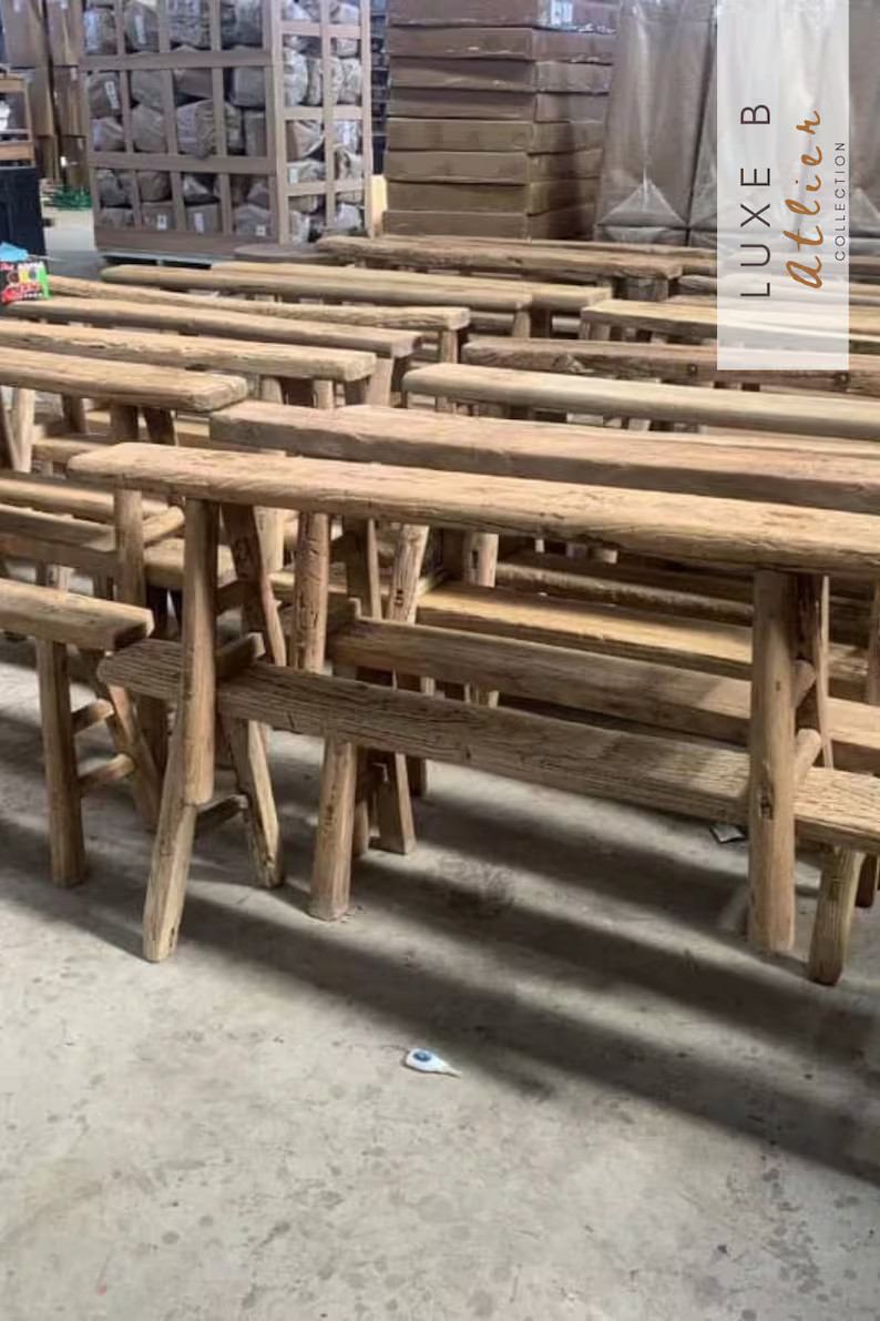 Bench Vintage Skinny Wooden Stool Old Chinese Elm Wood Antique Vintage Furniture Wooden Weathered... | Etsy (US)