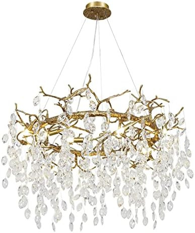 AUEAAOW Crystal Chandelier Contemporary Chandelier Antique Bronze Gold Chandeliers Lighting Tree ... | Amazon (US)