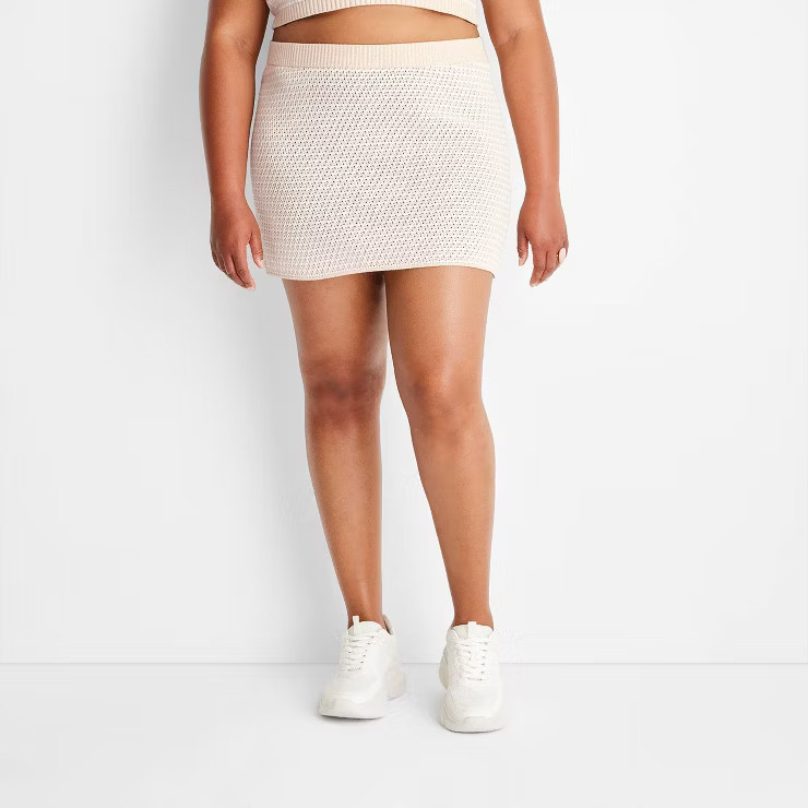 Women's Crochet Checkered Mini Skirt - Future Collective™ with Alani Noelle | Target
