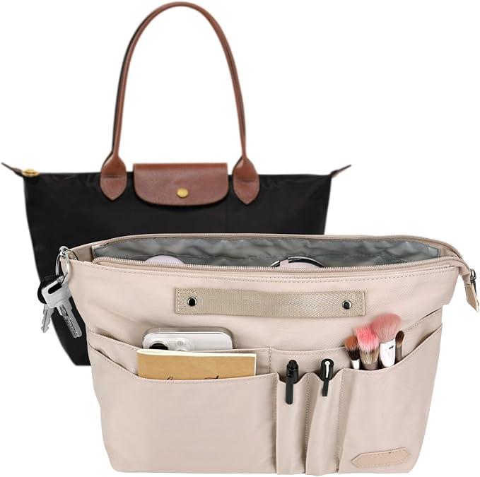 Purse Organizer Insert for Longchamp Le Pliage Large, Tote Bag Dividers for Inside Purse with Zip... | Amazon (US)