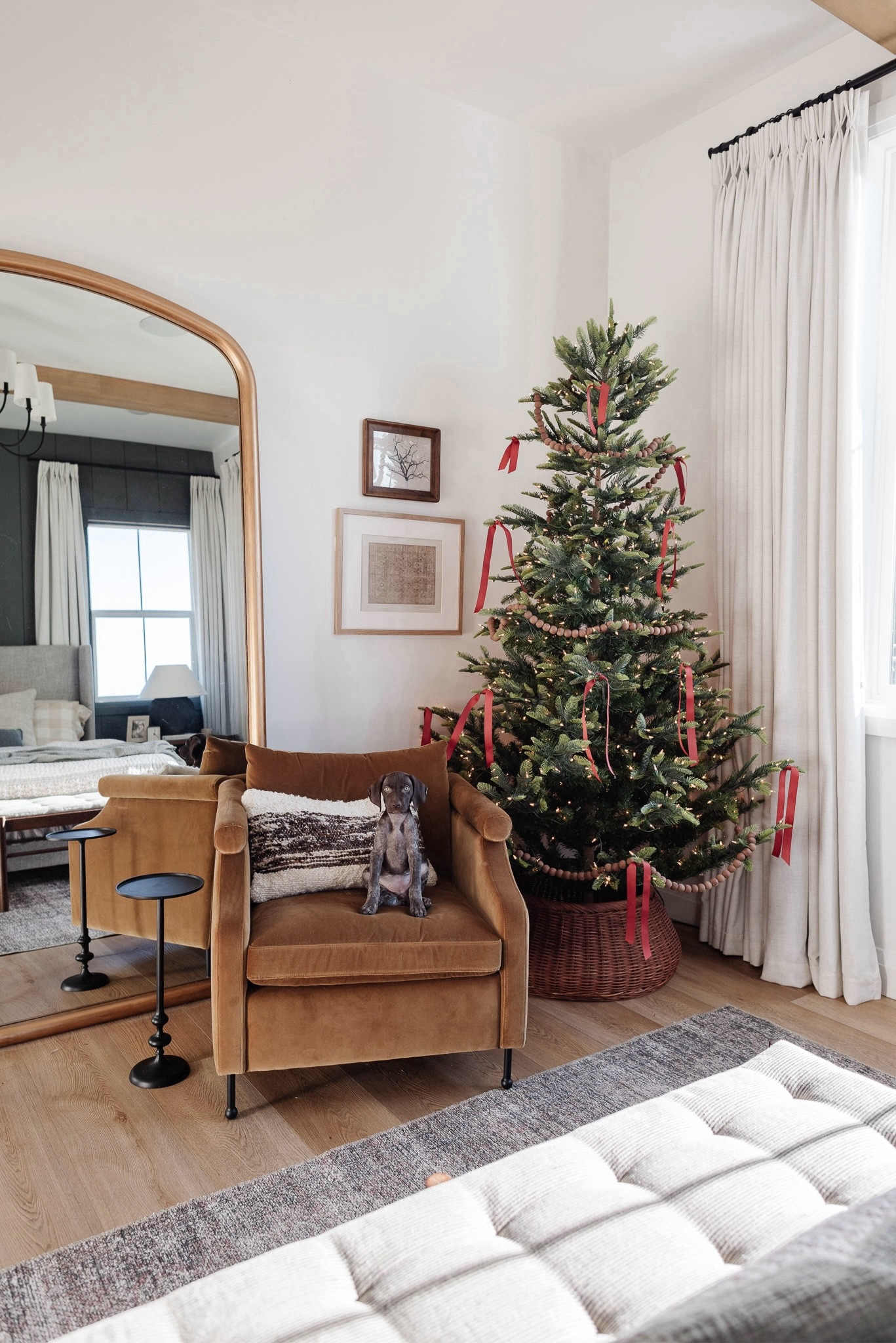 Did you spot the baby? 

Our bedroom tree is on sale! 
Use code LINDSEYPEDEY for 10% off my chair. 

Christmas decor, Christmas tree, holiday, rug, arm chair, mcgee and co, studio McGee, bedroom decor, bed, floor mirror, side table, chandelier 
, tree collar 

#LTKHoliday #LTKHome #LTKSeasonal