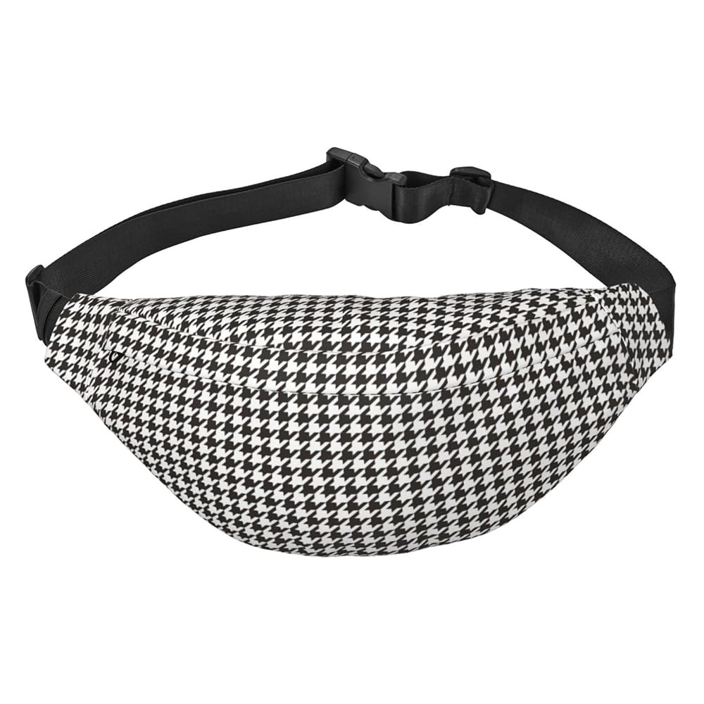 Houndstooth Black And White Print Fanny Pack Waist Packs For Men Women, Waist Bag Hip Pack For Tr... | Amazon (US)