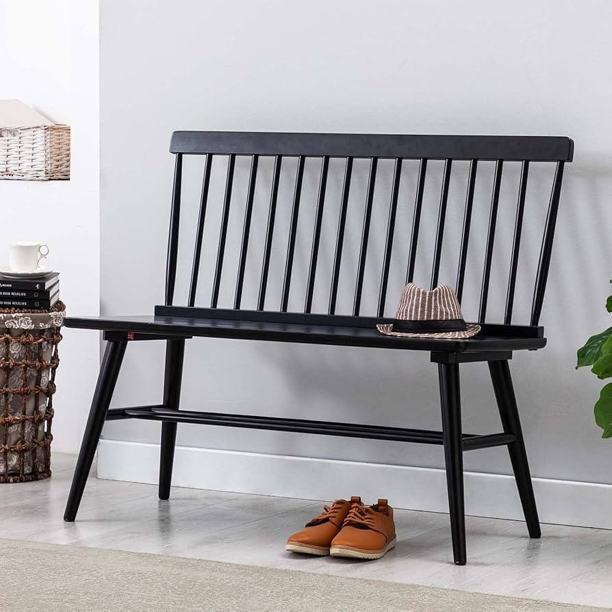 Duhome Entryway Bench, Black Dining Bench with Spindle Back Farmhouse Bench Wood Bench Windsor Be... | Amazon (US)