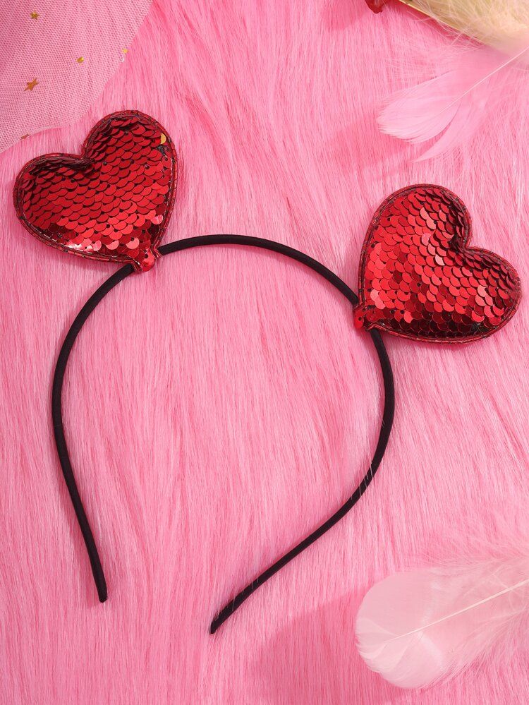 Heart-shaped Sequins Costume Hairhoop | SHEIN