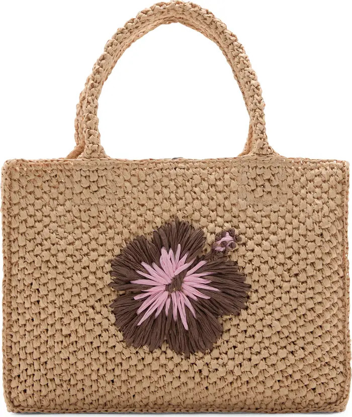 Flower Detail Raffia Tote | Nordstrom
