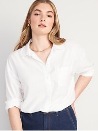 Oversized Button-Down Boyfriend Shirt for Women | Old Navy (US)