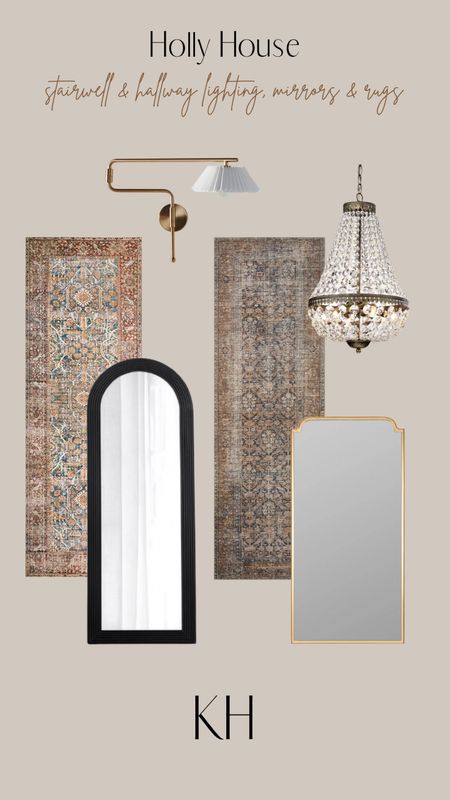 Holly house lighting, mirrors and runners in the hallway & stairwell. Our good mirror is vintage but I linked one that is a similar scale

#LTKhome