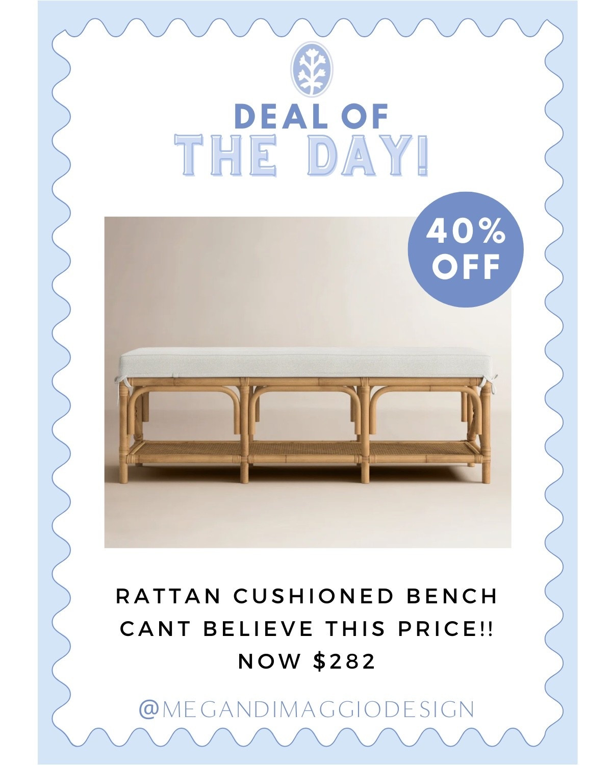 This has got to be a typo!!! 🤯🙌🏻🏃🏼‍♀️ I just found this gorgeous rattan cushioned bench is marked down to $282?!!! Birch Lane sells the EXACT bench for over $700 and it’s highly rated 👏🏻👏🏻👏🏻

Perfect for the end of a bed, entry way or mudroom!! Love the shelf at the bottom for extra storage too!! This will go fast at this price!! 

#LTKHome #LTKSaleAlert