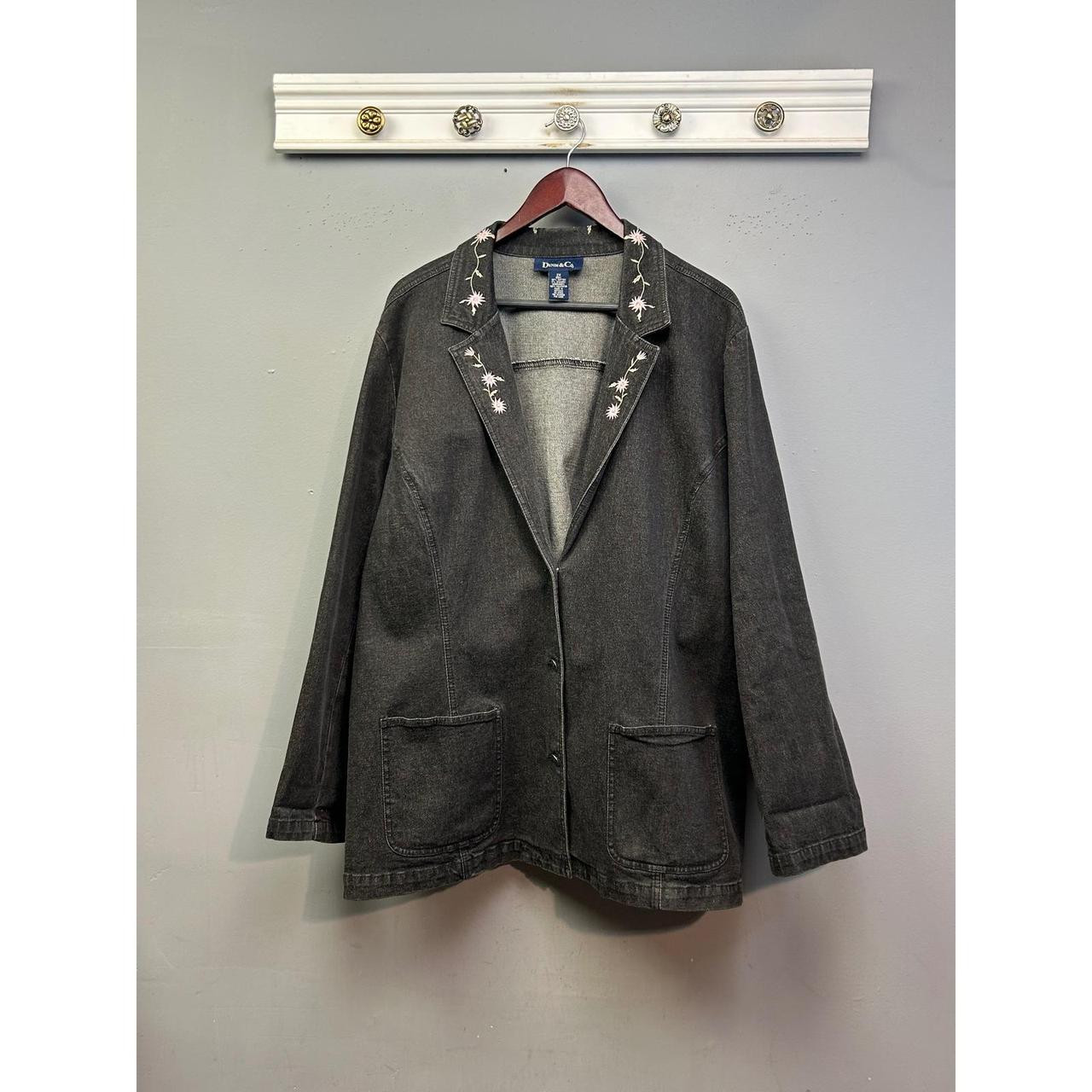 Denim & Co. Women's Blazer Jacket - Grey/Black - XXL | Depop US